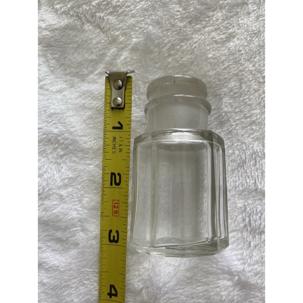 Antique Art Deco Cut Glass Perfume Bottle Octagon Flacon Ground Glass Stopper